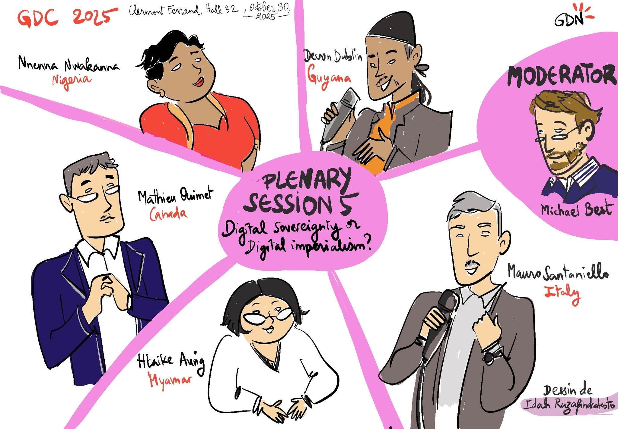 Sketch of Mauro Santaniello made during the conference